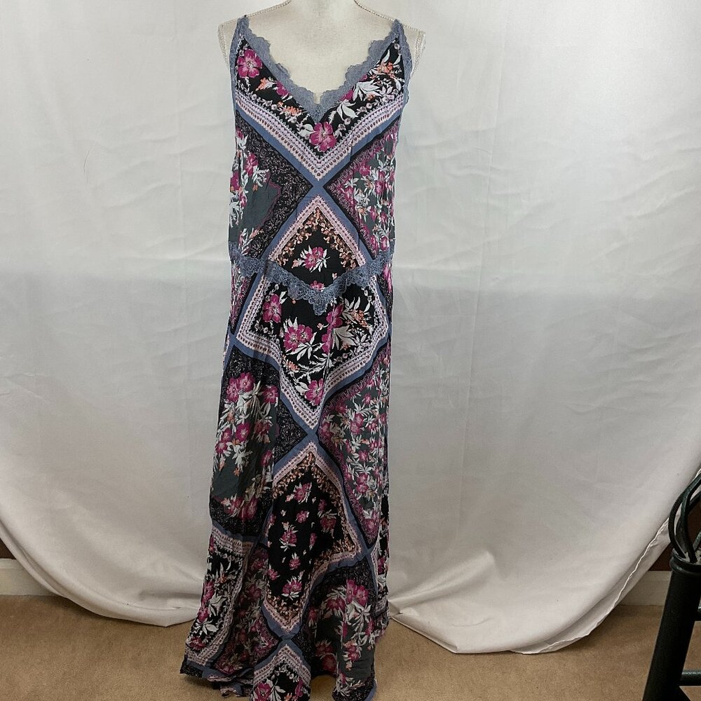 Free People Patchwork Maxi Dress - Black and Pink